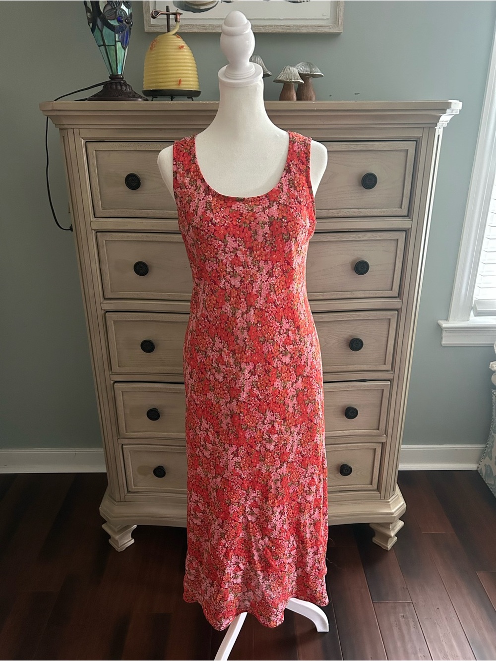 dressbarn Coral Pink Floral Maxi Dress